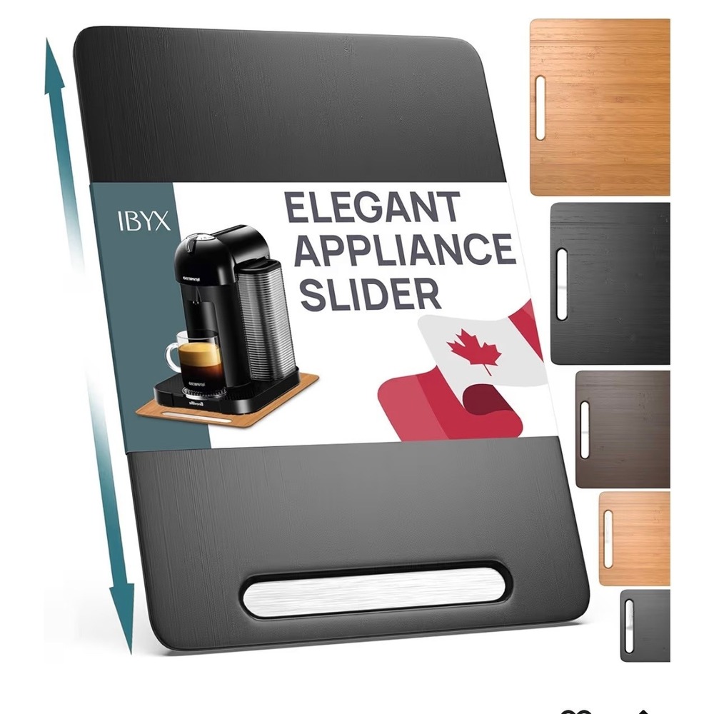 IBYX Elegant Appliance Slider Rolling Tray for Coffee Maker Black 9.5x14